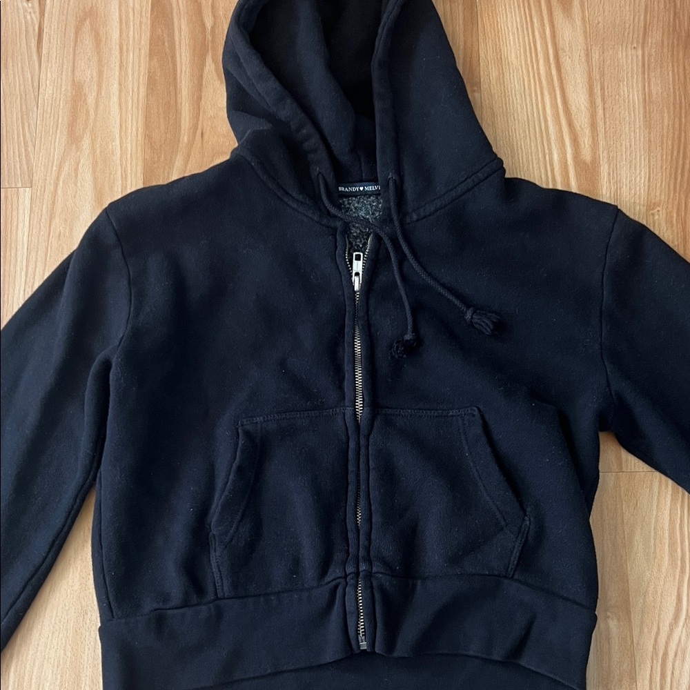 Brandy Melville Black Zip-Up Hoodie